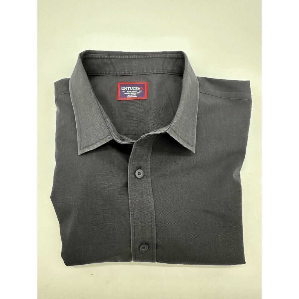 UntuckIt Button Down Shirt for Men Sz XXL Slim Fit Black